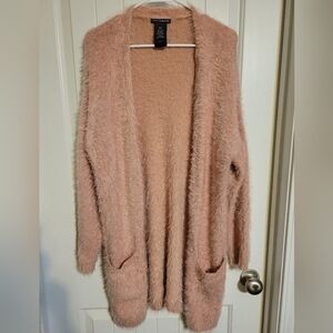 Chelsea and Theodore Pink Eyelash Open Cardigan Oversized Size Medium